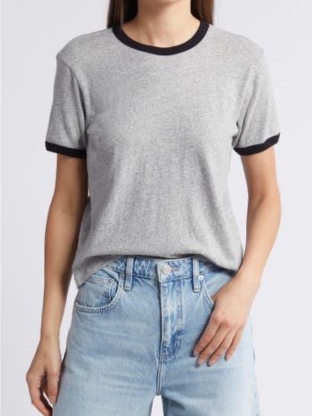 Frame Retro Ringer Baby Tee Grey with Black Trim
